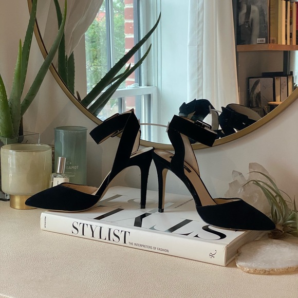 Lola Black Suede Buckle Pumps - Picture 7 of 12